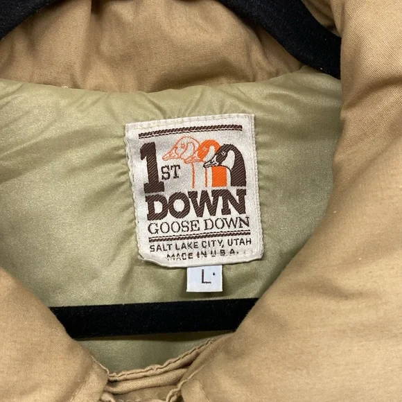 1st Down Y2K Down Trench Puffer Coat Tan Long Middie Length Belted and OOAK EUC! - Picture 6 of 17